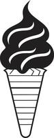 Delicious Chill Black Emblem Treat Whipped Serenity Ice Cream Cone Black vector