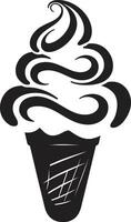 Cool Cones Black Ice Cream Emblem Chilled Indulgence Ice Cream Cone vector