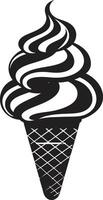 Frosty Indulgence Ice Cream Cone Emblem Whipped Serenity Black Cone vector