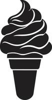 Chilled Temptation Ice Cream Sweet Twirls Black Cone Emblem vector