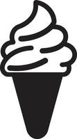 Decadent Treat Black Cone Frosty Indulgence Ice Cream Cone Emblem vector