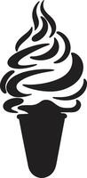 Chilled Elegance Black Ice Cream Whipped Joy Cone Ice Cream Emblem vector