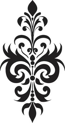 Gilded Accents Vintage Deco Delicate Patterns Black Filigree Emblem