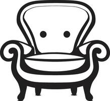 Sleek Seating Black Chair Symbolic Emblem Tranquil Elegance Black Relaxing Chair ic Representation vector