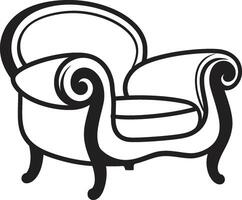 ergonómico comodidad negro silla simbólico representación pulcro serenidad negro relajante silla emblemático marca vector