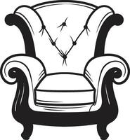 Zen Comfort Black Relaxing Chair Emblematic Symbolism Ergonomic Elegance Black Chair Symbolic Emblem vector