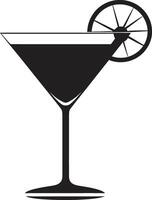 Crafted Concoction Black Cocktail Emblematic Identity Refreshing Sophistication Black Drink ic Symbol vector