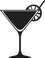 lujo refresco negro cóctel simbólico emblema hecho a mano espíritu negro bebida ic identidad vector