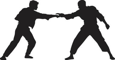 Combatant Duo Black Fighting Conflict Resolution Men Fighting in Black vector