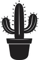 Desert Mirage Black with Wild Cacti Cactus Wilderness Black ic Plant vector