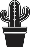 Thorny Majesty Wild Cacti in Black Arid Beauty Black Emblem with Cacti vector