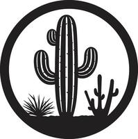 Prickly Serenity Black ic Cacti Succulent Wilderness Black Cactus Scene vector