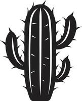 Cactus Wilderness Black ic Plant Prickly Oasis Black with Cacti Scene vector