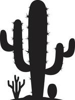 Arid Beauty Black Emblem with Cacti Desert Silence Black of Wild Cacti vector