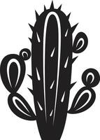 Spiny Wilderness Black Cactus Emblem Cactus Majesty Black Plant Scene vector