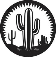 Thorny Silence Black ic Cactus Desert Wilderness Black with Cacti vector