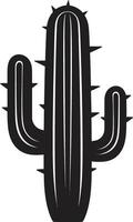 árido serenidad negro con salvaje cactus suculento oasis negro cactus planta escena vector