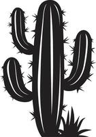 árido belleza negro con salvaje cactus suculento silencio negro cactus emblema vector