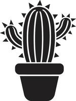 Prickly Oasis Black ic Cactus Arid Beauty Black with Wild Cacti vector