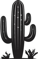 Desert Bloom Black ic Cactus Scene Spiny Majesty Black with Cacti vector