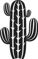 Arid Mirage Wild Cacti in Black Succulent Bloom Black ic Cactus Scene vector