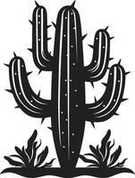 cactus elegancia salvaje cactus en negro escena espinoso oasis negro ic cactus vector