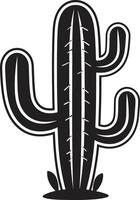 Desierto tranquilidad salvaje cactus en negro emblema vector