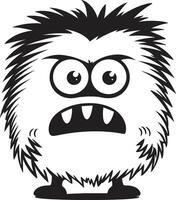 Whisker Wonders Cute Doodle Monster Emblem in Black Adventurous Aberrations Playful Monster vector