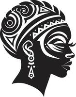 cultural resplandor tribal mujer en negro patrimonio musa negro emblema para mujer cara vector
