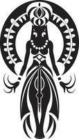 Eternal Echoes Black for Ethnic Woman Soulful Symmetry Ethnic Woman Glyph in Black vector