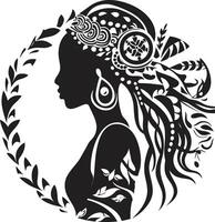 Empowered Essence Black for Woman Face Heritage Muse Black for Tribal Woman vector