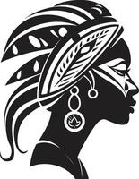 Serenity Silhouette Ethnic Woman Face Eternal Echoes Ethnic Woman Glyph in Black vector