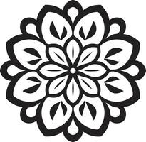 serenidad círculos negro emblema con mandala cultural fusión intrincado mandala en monocromo vector
