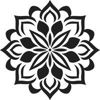 Whirlwind of Wholeness Black with Mandala Pattern Enchanting Radiance Monochromatic Mandala in Black vector