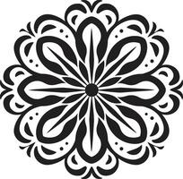 Enchanting Radiance Monochromatic Mandala in Black Zen Blossom Mandala with Intricate Pattern in Black vector