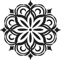 Spiritual Spirals Mandala in Monochrome Black Divine Radiance Intricate Mandala in Elegant Black vector