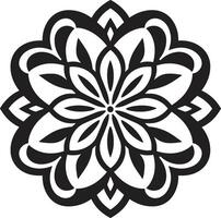 Majestic Circularity Black Emblem with Mandala Pattern Sacred Geometry Unleashed Intricate Mandala in Sleek Monochrome vector