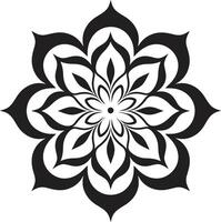 Wholeness Whisper Black Emblem Showcasing Mandala in Sacred Geometry Symphony Monochrome Mandala in Sleek Black vector