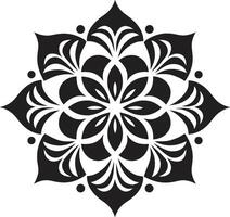 serenidad círculos intrincado mandala modelo en elegante negro cultural fusión negro emblema presentando mandala en vector