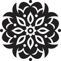 encantador elegancia negro con intrincado mandala modelo místico medallón elegante mandala en monocromo vector