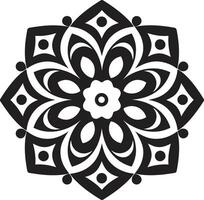 Soulful Spirals Black with Mandala Pattern Majestic Circularity Mandala Unveiling Intricate Pattern in Black vector