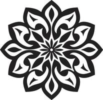 adivinar mandala negro emblema revelando infinito armonía pulcro mandala en monocromo vector