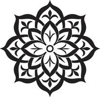 Harmony Unveiled Sleek Black Mandala Featuring Pattern Enigmatic Elegance with Intricate Mandala Pattern in Black vector
