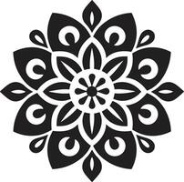 Majestic Circularity Black Emblem with Mandala Pattern Sacred Geometry Unleashed Intricate Mandala in Monochrome vector