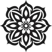 adivinar resplandor mandala representando pulcro negro modelo conmovedor simetría negro con mandala en elegante vector