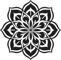 integridad susurro elegante negro emblema con mandala en cultural esencia mandala en monocromo negro vector