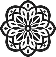 Harmony Unveiled Sleek Black Mandala Featuring Pattern Enigmatic Elegance with Intricate Mandala Pattern in Black vector