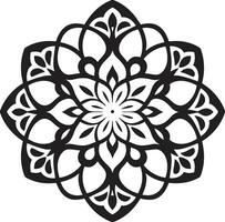 Zen Blossom Sleek Mandala in Monochrome Soulful Symmetry Monochromatic Emblem Showcasing Mandala in Elegant vector