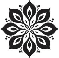 Ethereal Elegance Monochromatic Mandala in Black Mystical Medallion Black Emblem Featuring Intricate Mandala Pattern vector