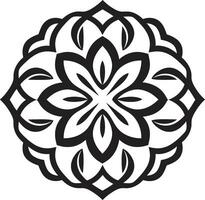 Eternal Harmony Black with Mandala Pattern Zen Blossom Sleek Mandala in Monochrome vector